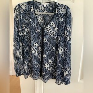 CAbi Women's Blue Print Top, Size L